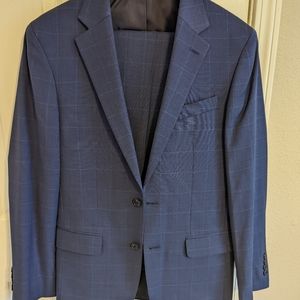 Slim Fit Blue Windowpane Suit